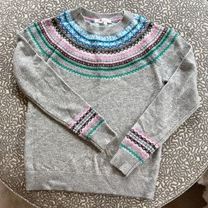 Boden Gray Sweater with Multicolor Yoke